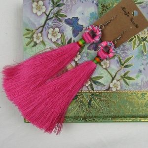 Ethnic Bohemian Circle Long Tassle Earrings